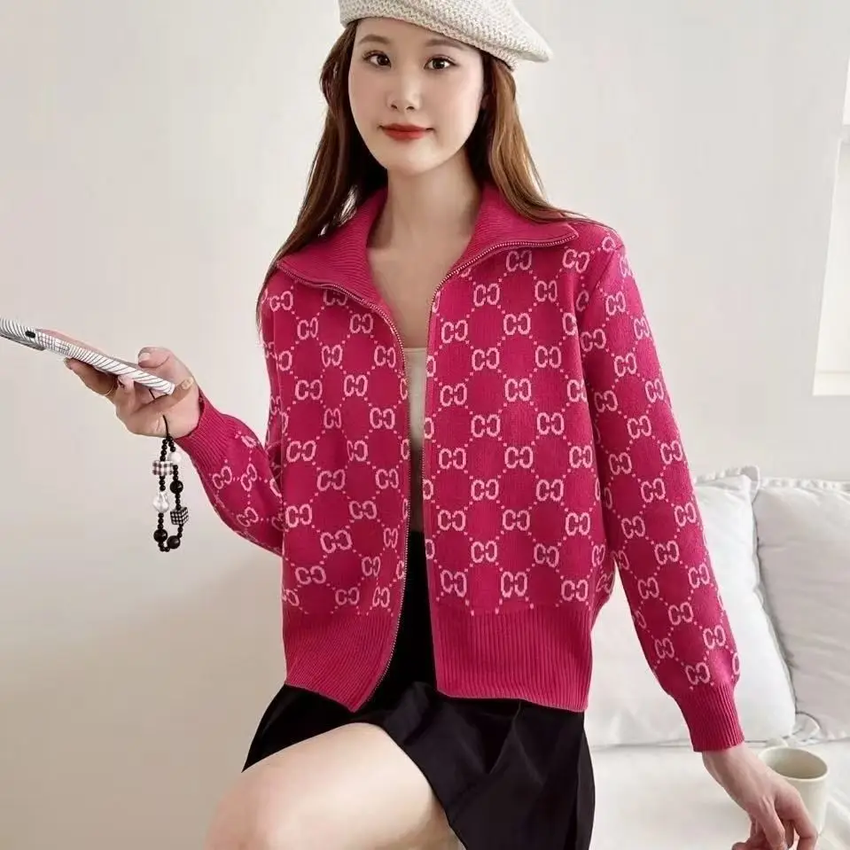 Veste tricotée en Jacquard à col demi-tortue, nouveau Style, fermeture éclair, lettre de haute qualité, à la mode, printemps automne