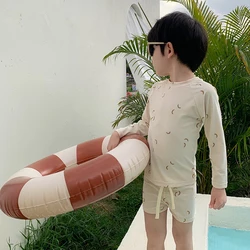 Boys Long Sleeve separates Swimsuit Swimming Cap Set Banana