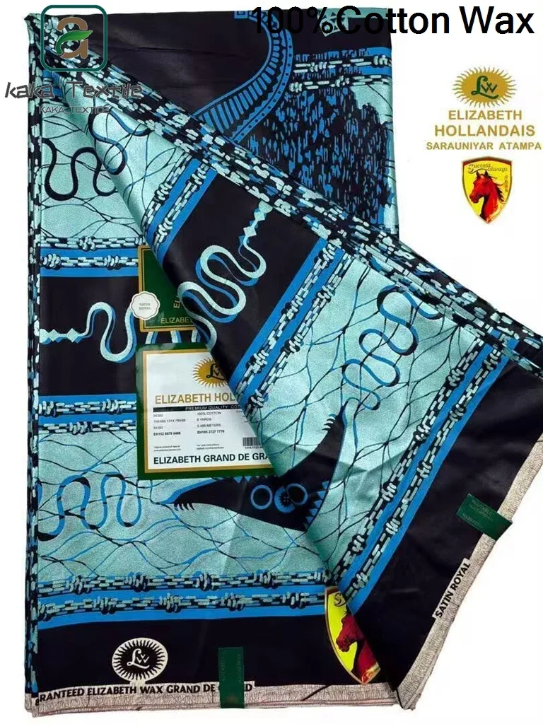New Hot Super Quality Pagne Grand De Grand Wax Print Fabric Good Shine Ankara African Wax Print Fabric Golden Tissu Soft For Sew