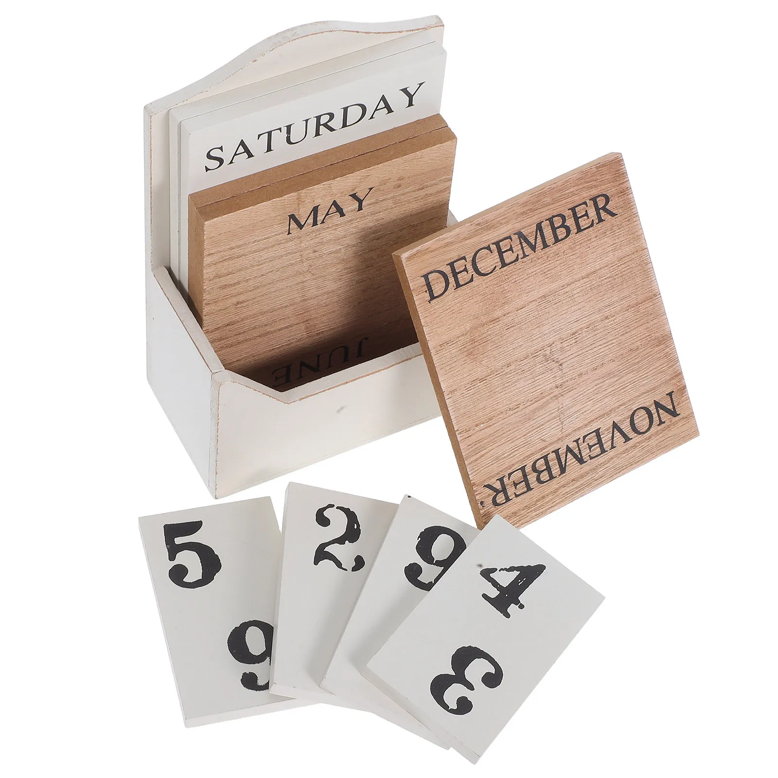

Retro Wood Perpetual Calendar Manual Flip Desk Date Display Natural Grain Solid Wood Desktop Decoration Home Office