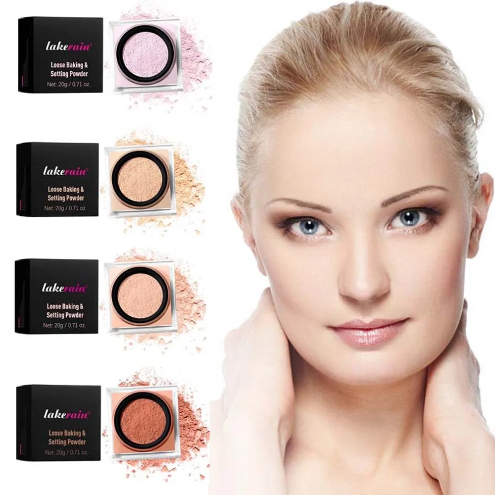 Verrouiller dans la poudre de réglage du maquillage, Texture soyeuse sans poids, poudre libre mate, lisse, naturelle, pour le visage, cuisson ample, éclaircit le teint de la peau