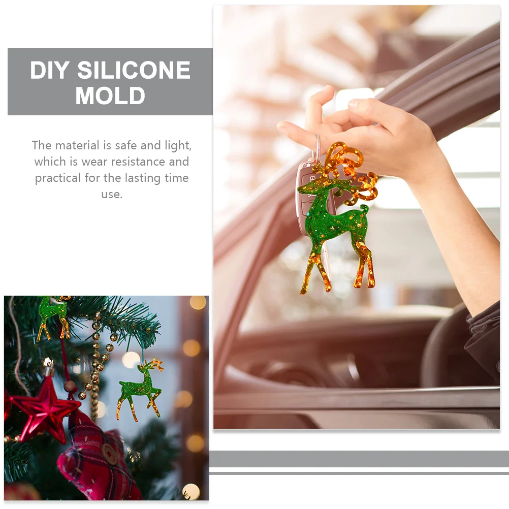 

3 шт. силиконовые формы для подвесок в виде лося, DIY брелок для литья, Лось, Рождественская тема, эпоксидная смола, формы для рождественских поделок, сделай сам, литейная форма