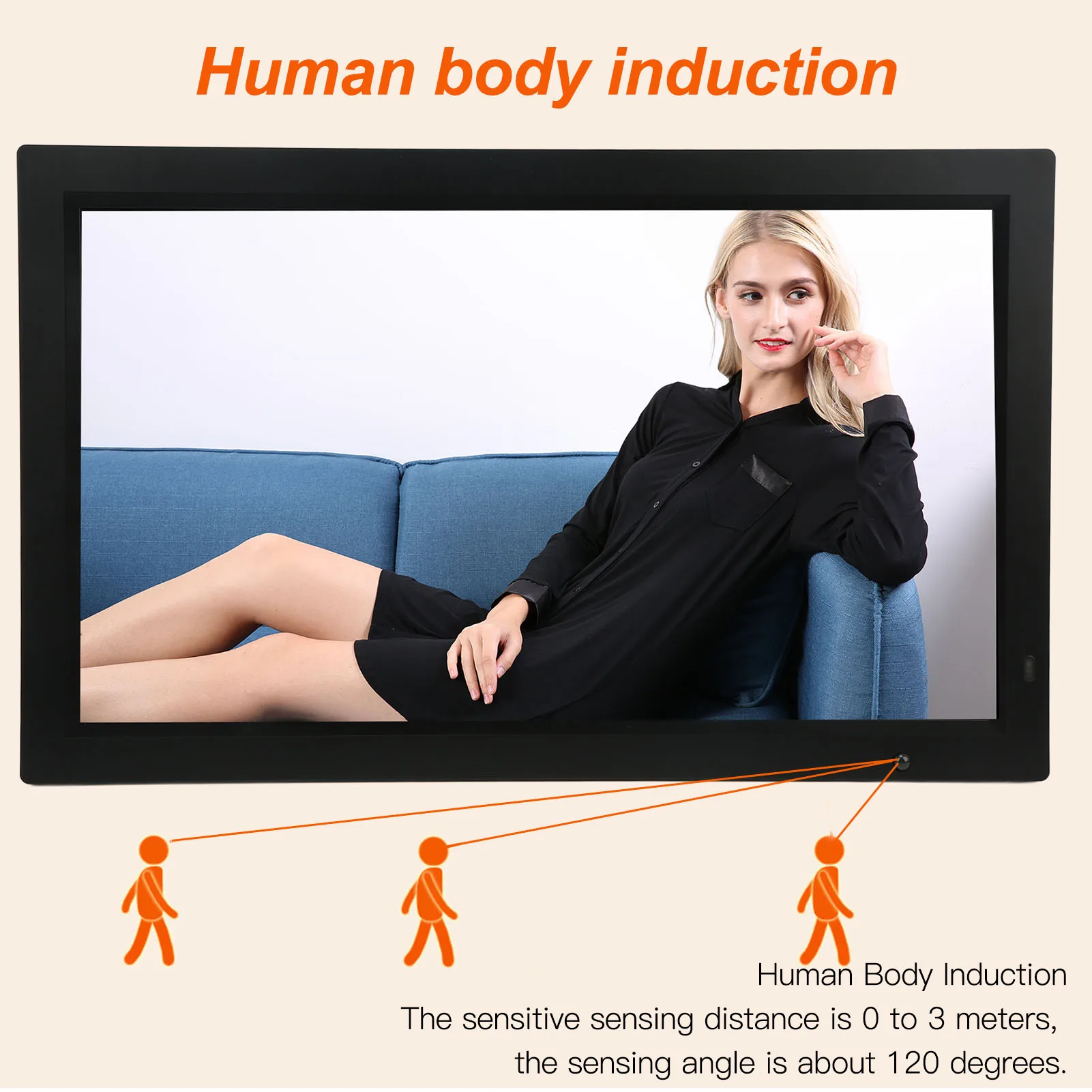 

22in Digital Picture Frame Human Body Induction HD Multifunction Smart Photo Album for Home Multifunction Digital Frame