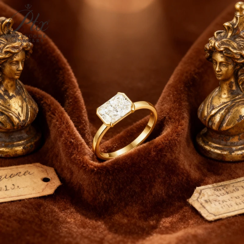 

Radiant Cut 2ct Moissanite Ring Elegant Faceted Shine Modern Solitaire Setting Perfect for Engagement Proposal Gift