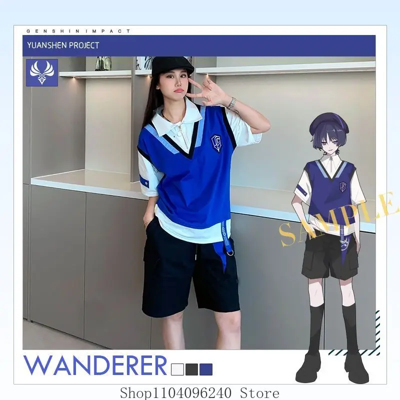 

Genshin Impact Scaramouche аниме косплей футболка шорты костюм униформа аниме одежда костюмы на Хэллоуин для женщин и мужчин