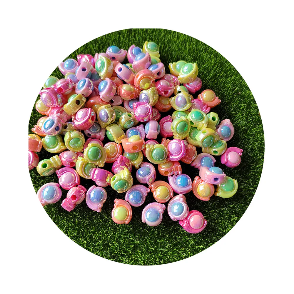 AB Color Candy Acrylic Beads Cartoon Bear Rabbit Snail Flower Loose Spacer UV Beads For Jewelry Making Findings Bracelet