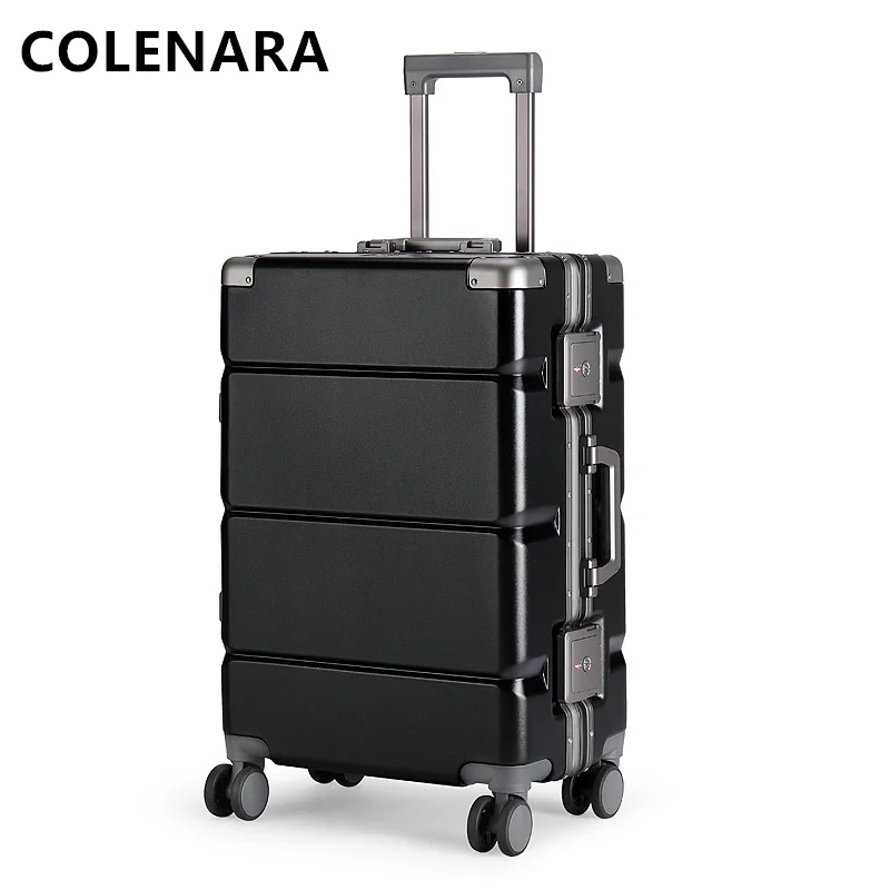 COLENARA-Valise à Roulettes avec Cadre en Aluminium, Valise à Roulettes de Grande Capacité, Boîte d'Embarquement à Roues Universelle, Bagages de 20, 22, 24, 26, 28 Pouces