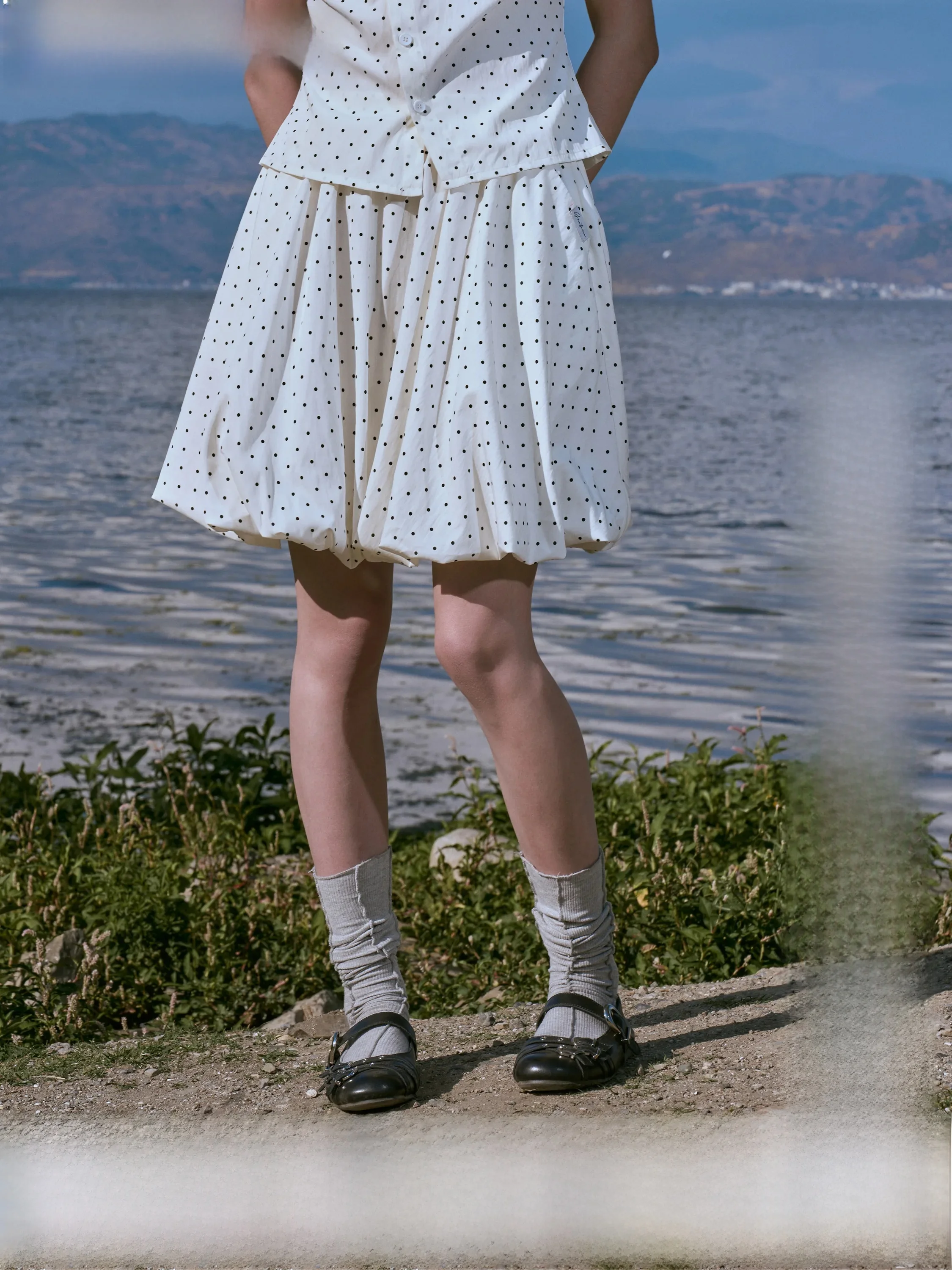

Early Girl Casual Polka Dot Bloomer Skirt Women's Summer Fashion Polyester Nylon Fabric Loose Fit mid Waist Short Skirt