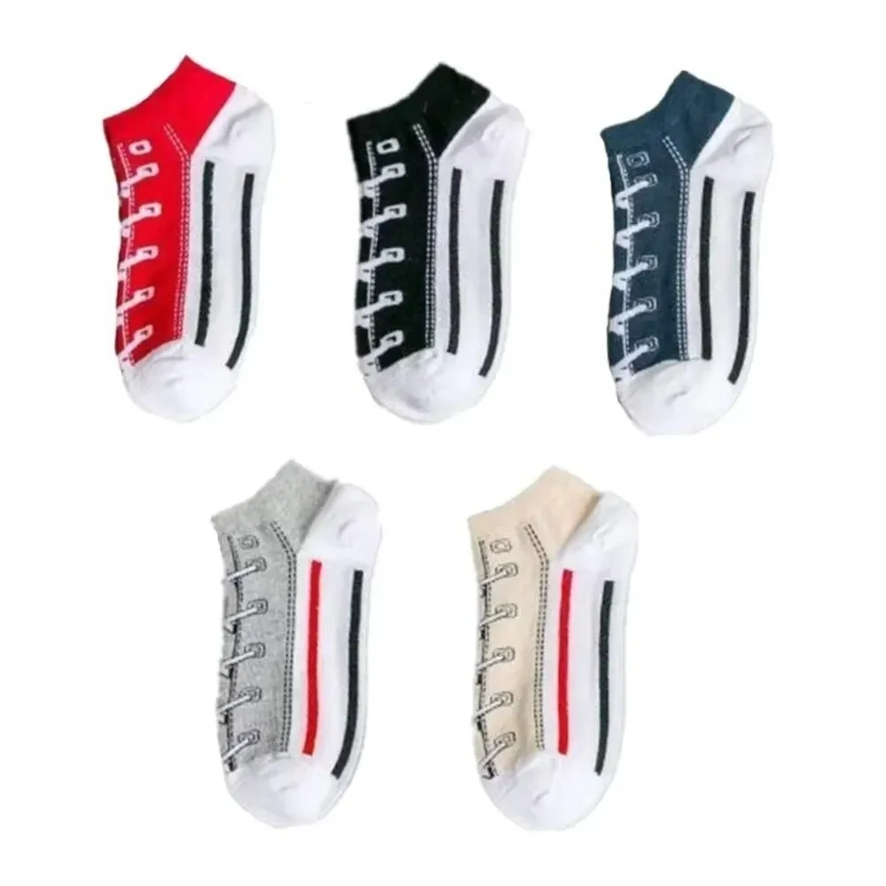 

New Low-top Shoes Pattern Cotton Socks Breathable Soft Canvas Shoe Sock Invisible Sports Boat Socks