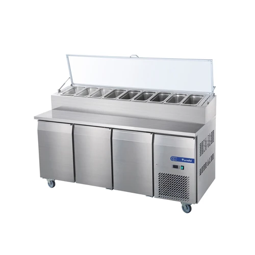 Restaurant 3 Doors Salad Sandwich Display Refrigerator Prep Table Salad Bar Counter