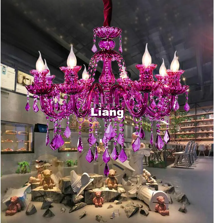 lustre de cristal europeu para sala de estar lustre roxo lampadas de vela lampada suspensa em casa decorativo moderno 01