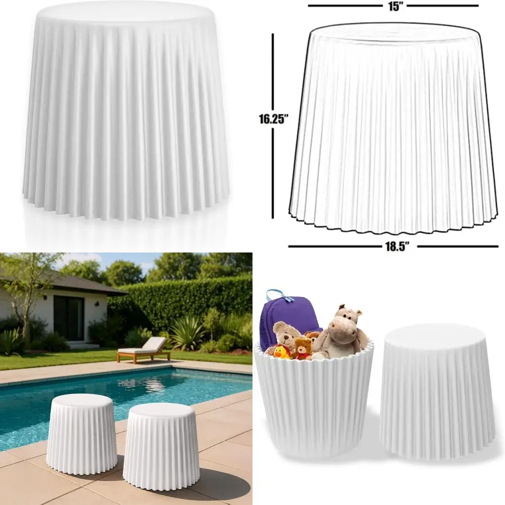 Versatile Stackable Outdoor Patio Stool | Multi-Purpose Coffee Table, Ottoman, Kitchen Chair | Durable Weather-Resistant Plastic