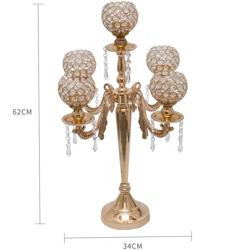 

Acrylic 5-arms Metal Candelabras with Crystal Pendants, Wedding Candle Holder, Party Centerpiece, Hot, New Style