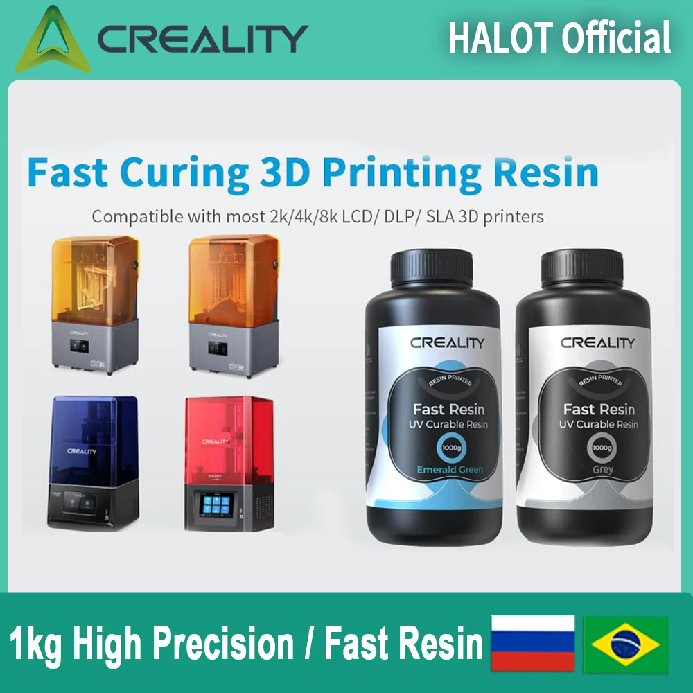 Creality 3D Printer Resin Liquid 1kg Fast Resin/High Precision Resin for 8K LCD 3D Printer 405nm UV-Curing Resin Faster Printing