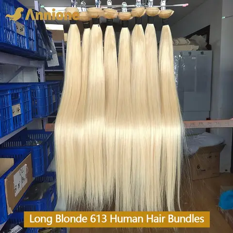 Annione 613 paquets de cheveux humains 12A paquets de cheveux humains droits cheveux humains crus 100% blond 3/4 paquets Extensions de cheveux pour les femmes