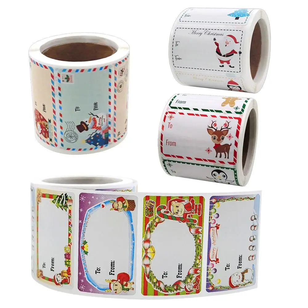 250 Pcs Self Adhesive Christmas Tags Stickers colorful Santa Claus Snowman Christmas Gift Tags Cartoon Cute