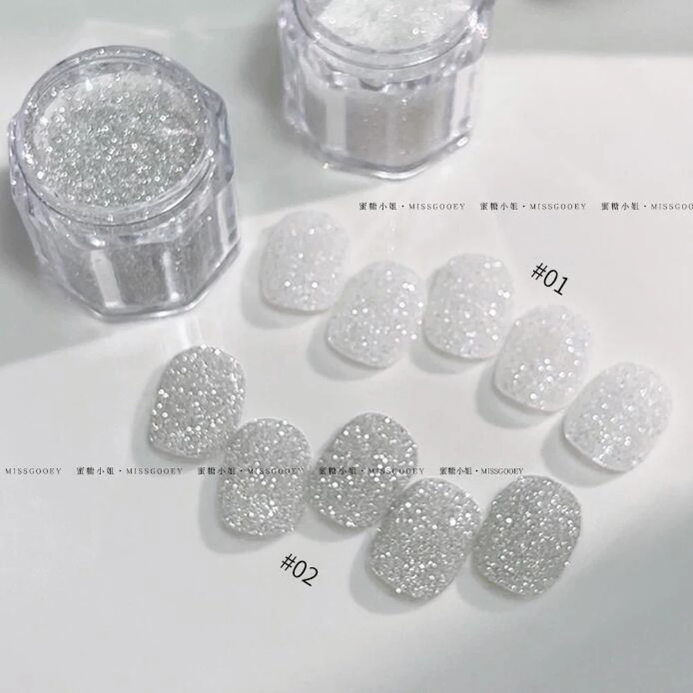 1 Glas Funkelndes Weißes Zucker-Nagelglitzerpulver Winter Silber Reflektierendes Diamant-Candy-Reibepigment DIY Maniküre-Kunst-Dekor – Detail 5