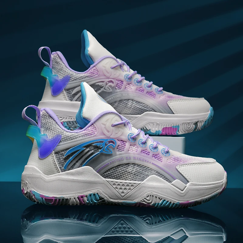 

Popular Breathable Mesh Basketball Shoes for Teenagers, Cushioning Student Sports Training Shoes, Luminous Men's Running Shoes
