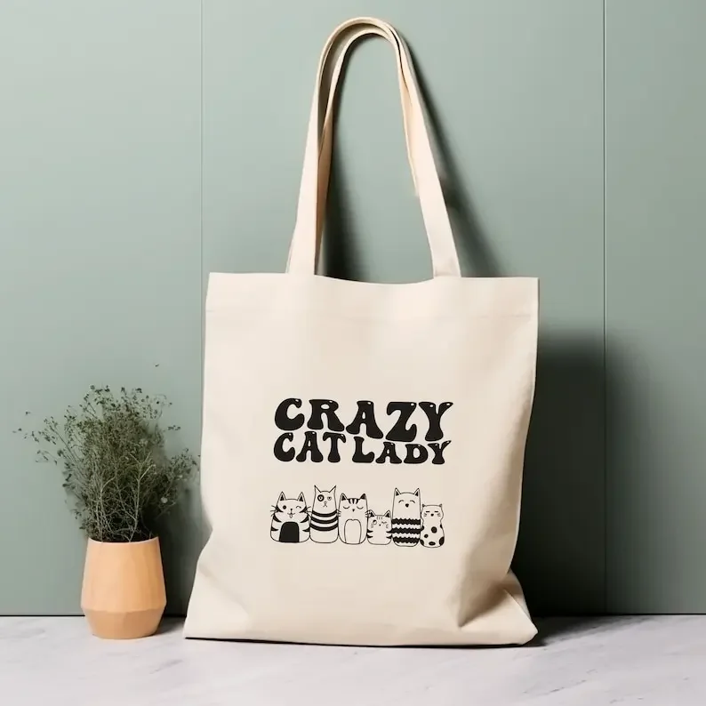 

Сумка-тоут Crazy Cat Lady, экологически чистая сумка для покупок на всю жизнь