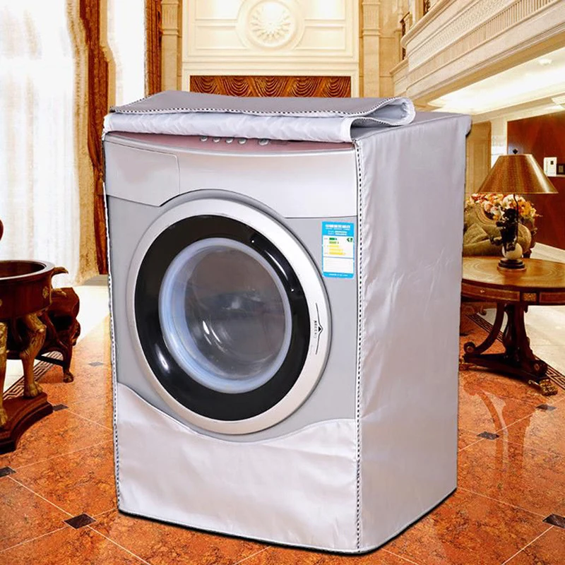 Silver Washing Machine Cover Waterproof Washer Cover For Front Load Dryer Household Protective Cover Home Accessories