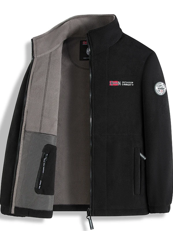 

Мужская утепленная куртка на молнии для активного отдыха, приталенный крой, из полиэфирного волокна, с длинными рукавами, воротник-стойка, однотонная