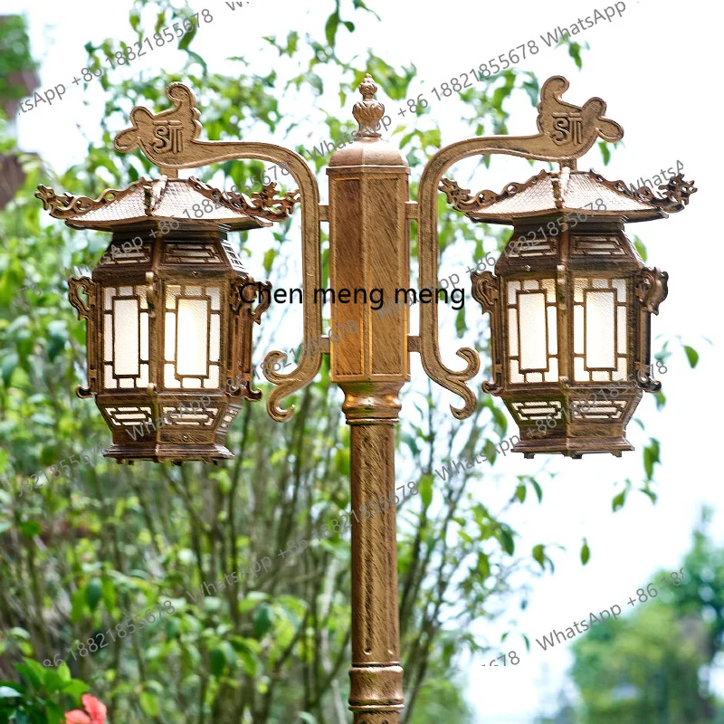 

Новый китайский уличный фонарь, инженерная лампа, бытовой ретро, высокий полюс, 3-метровый садовый светильник с двойной головкой в китайском стиле