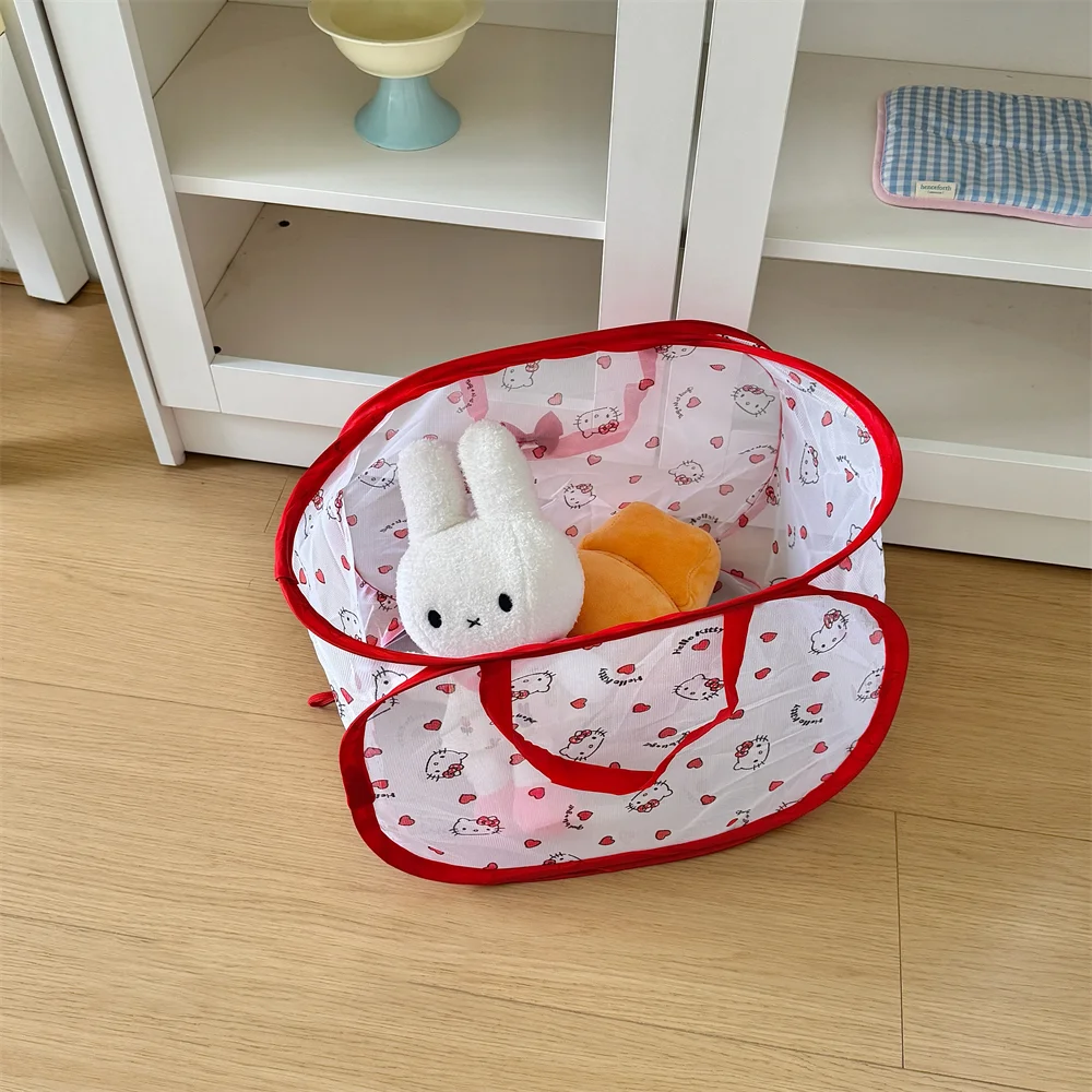 

Sanrio Hello Kitty складная корзина для грязного белья мультфильм Kt Cat домашняя складная сетчатая сумка для хранения одежды креативная практичная корзина