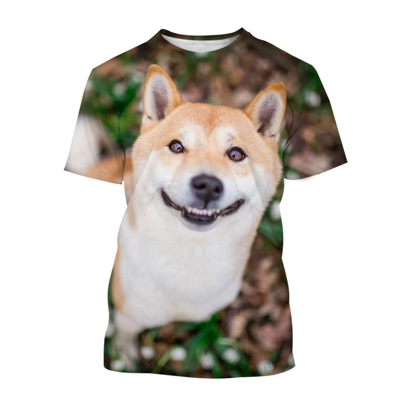 Japanese Akita Inu T Shirt For Men Cute Dog Animal Shiba Inu 3d Printed Tees Harajuku Short-sleeve Street Tops T-shirt Kids