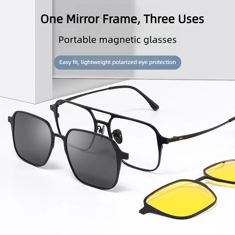 

Магнитные солнцезащитные очки с двойной перемычкой для мужчин, поляризационные, с клипсой, авиаторы, для вождения, антибликовые, UV400, для дневного и ночного использования, модель 6025T