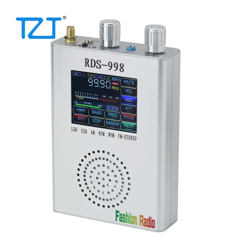 TZT HAMGEEK RDS-998 FM MW LW SW SSB راديو استقبال USB LSB BFO هام راديو استقبال مع قذيفة فضية