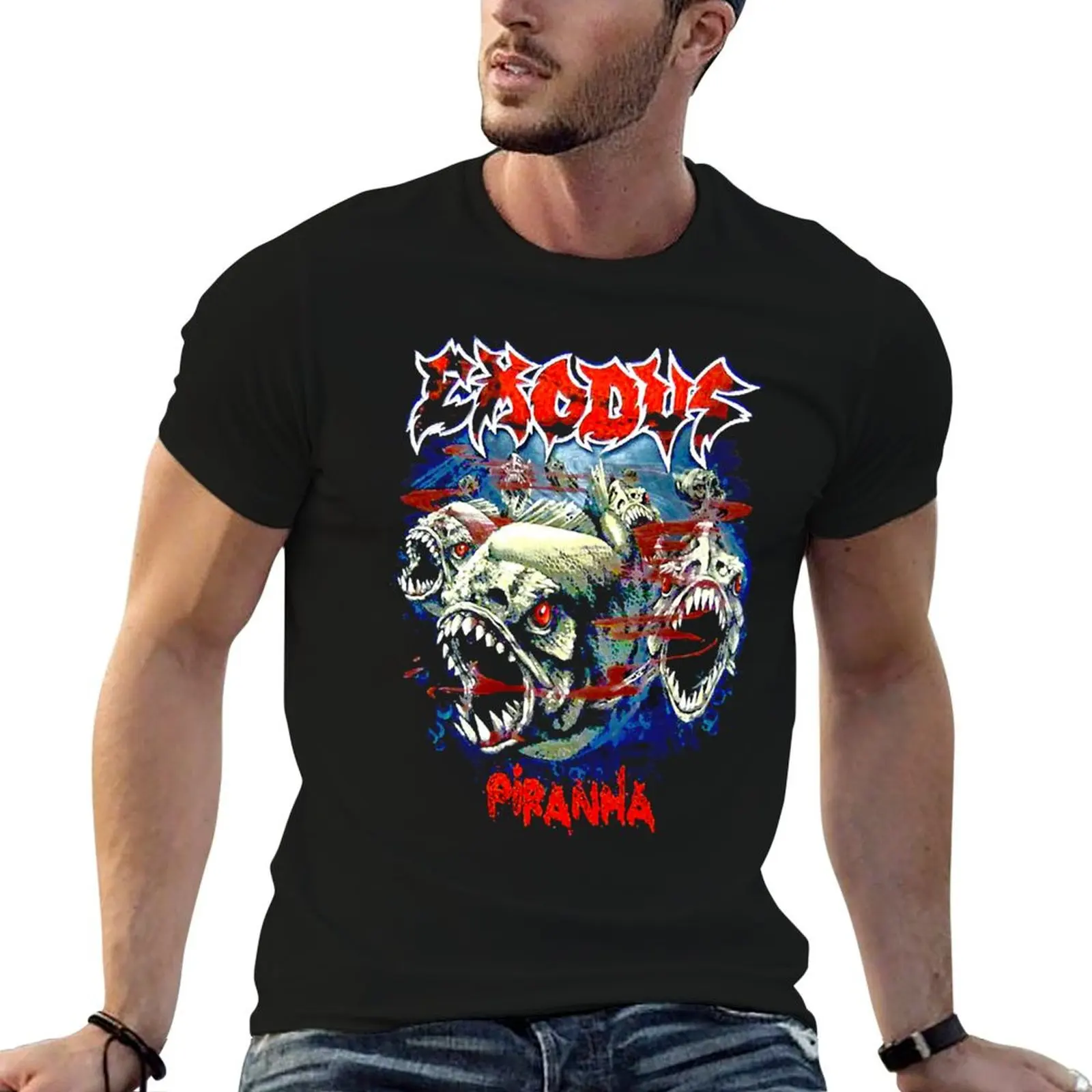 

Funny Gifts Piranha ExOdus Trending Explore Designs Exodus Long Gift For Fans T-Shirt cotton t shirt pack T-Shirt