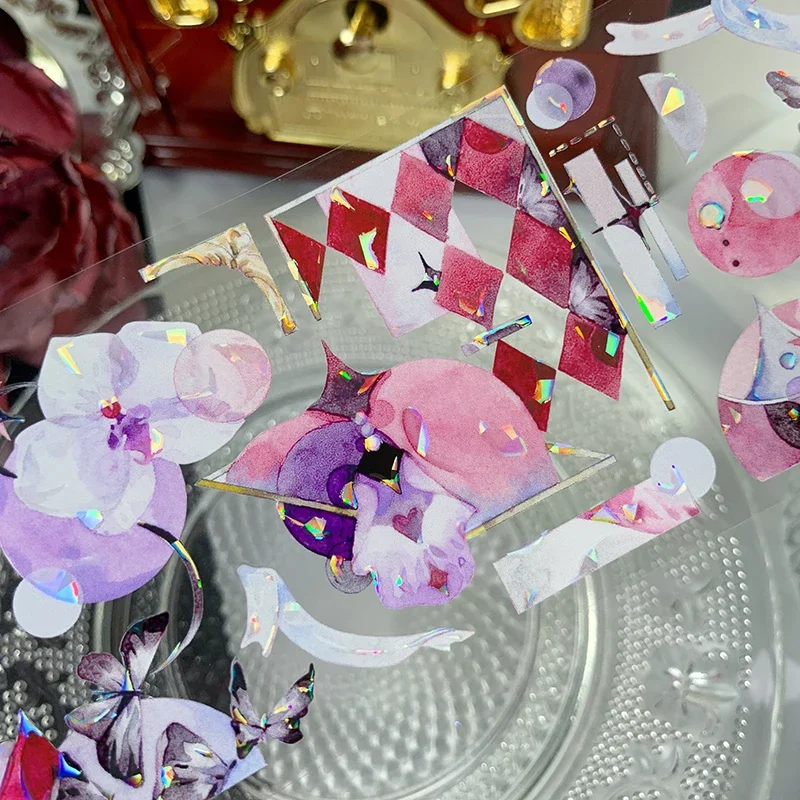 New butterfly and flower shell light shiny PET tape diy Sticker Card Making Collage Decoration