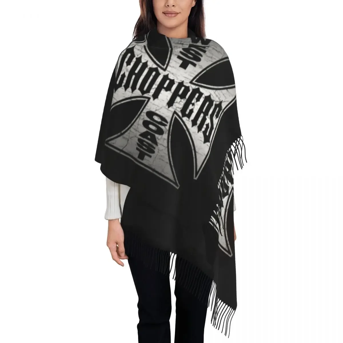 West Coast Cross Choppers Scarf Wrap for Women Long Winter Fall Warm Tassel Shawl Unisex Scarves