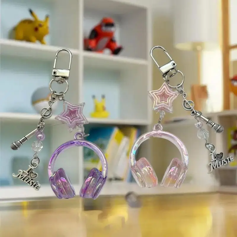 Cooler Y2K Festival Mini Headset Anhänger, Star Note Handy Schmuckkette