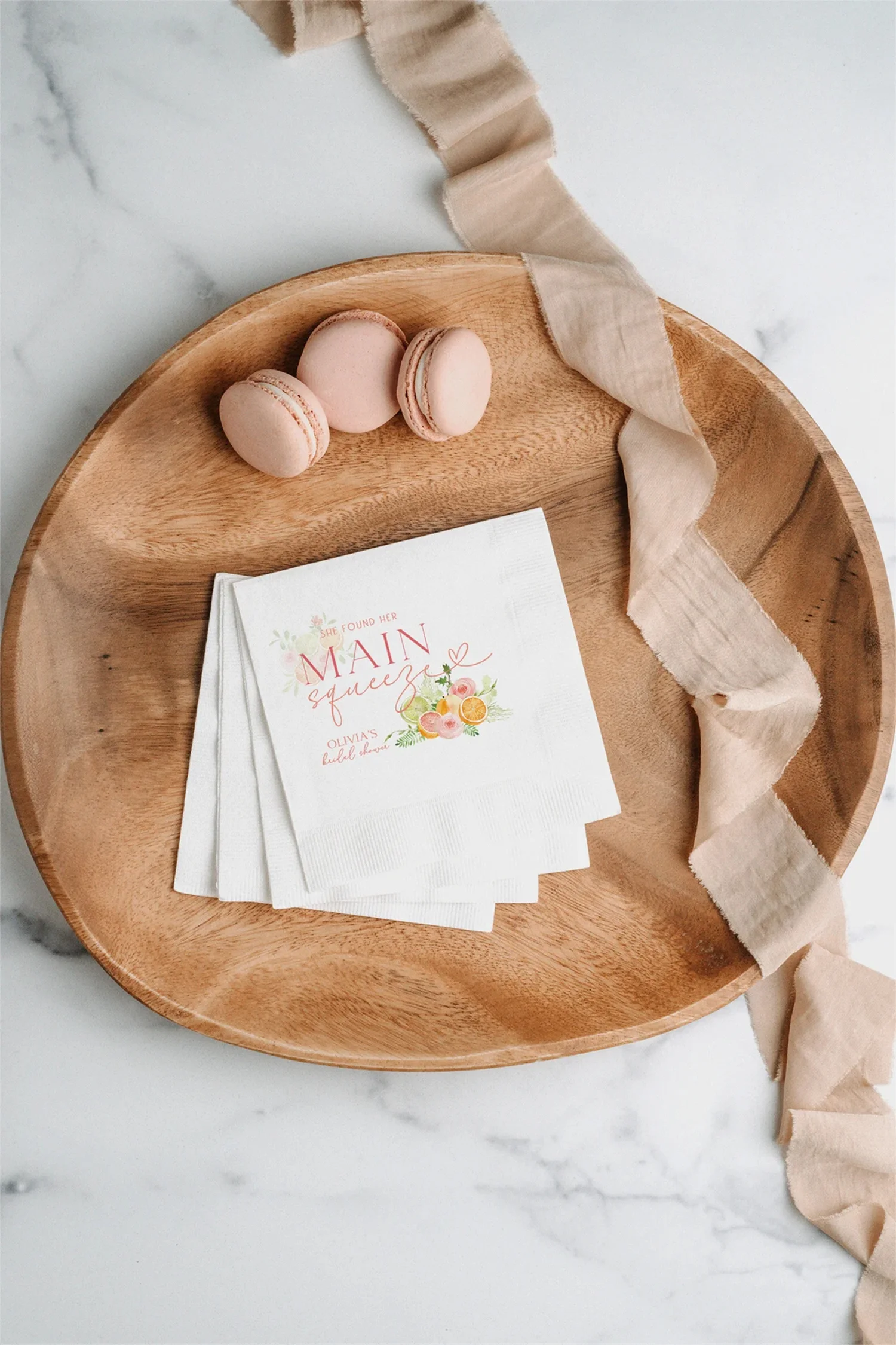 

50 PCS Main Squeeze Bridal Shower Napkins, She Found Her Main Squeeze Napkins, Personalized Bridal Napkins, Citrus Bridal Shower