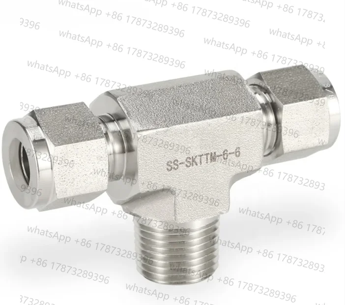 Stainless Steel 316 Male NPT BSPT Branch TEE Double Ferrule Compression Fitting 30MPa 1/4 3/8 1/2 6 8 10 12mm replace Swagelok