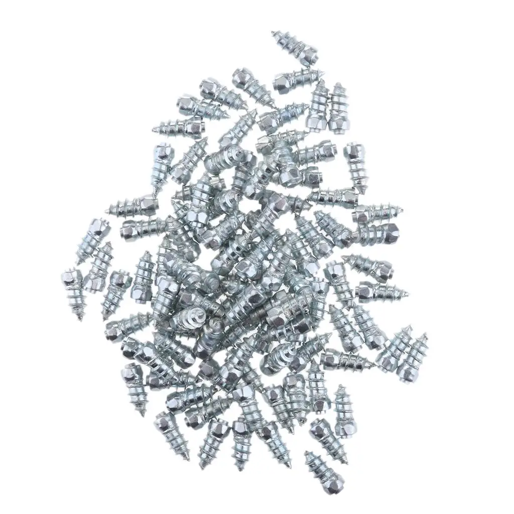 100x Silver Car / ATV / Truck / Motorcycle Alloy Tire Studs Screw Anti-slip - H15 15mm Wheel Tire Protector Studs Screw