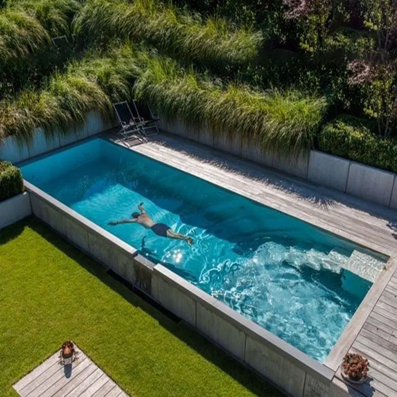 Piscina Prefabricada en Contenedor, Piscina en Contenedor de Envío, Piscina Elevada o Enterrada con Ventana Acrílica y Spa de Masajes