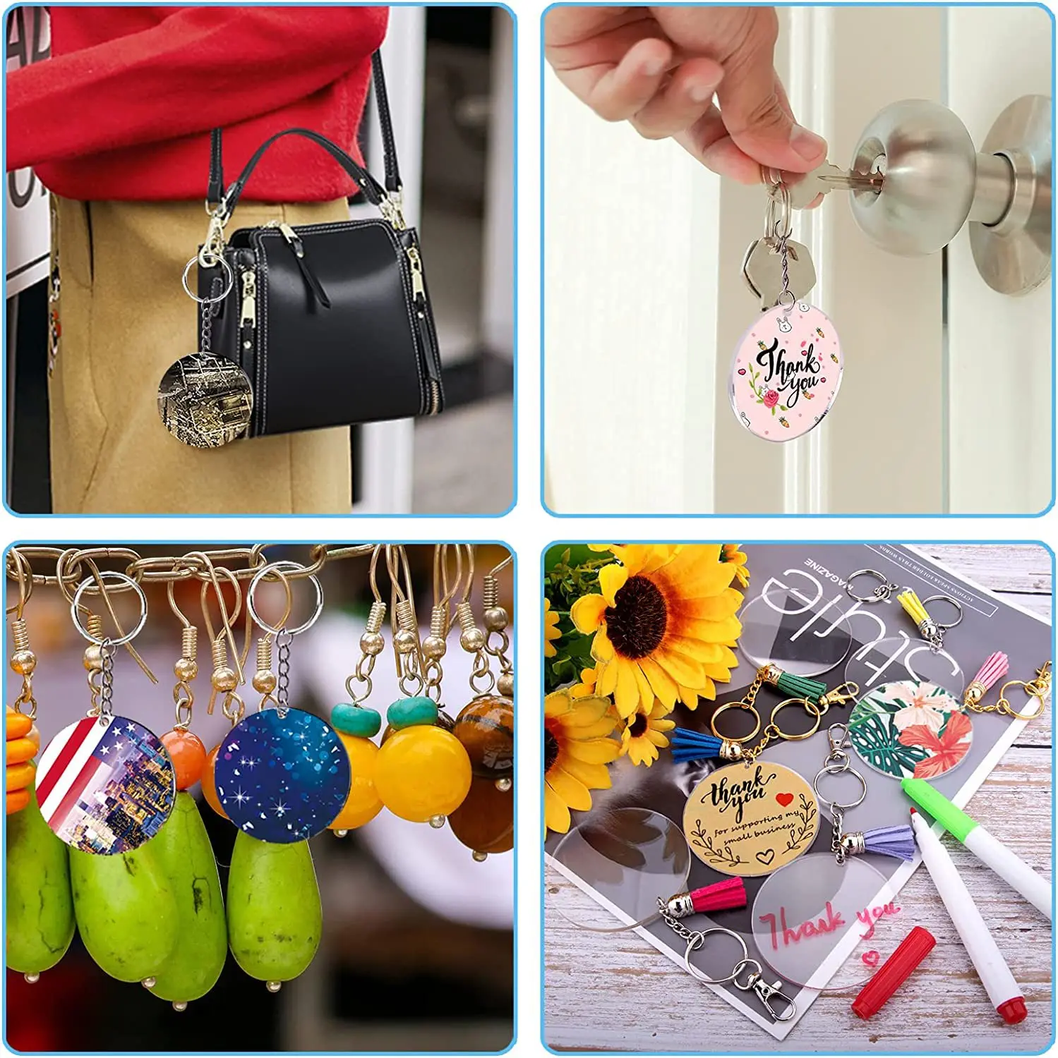 Round Perforated Acrylic Sheet With Metal Clasp Handmade Diy Crafts Backpack Charm, Keychain Decorative Pendant 10/20/30Pieces