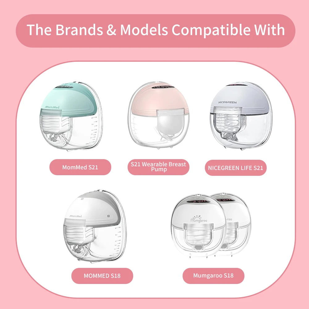 أجزاء مضخة الثدي يمكن ارتداؤها متوافقة مع مضخة S18 S21، وكوب تجميع الحليب، وصمام شفة منقار البط، وغشاء السيليكون #5