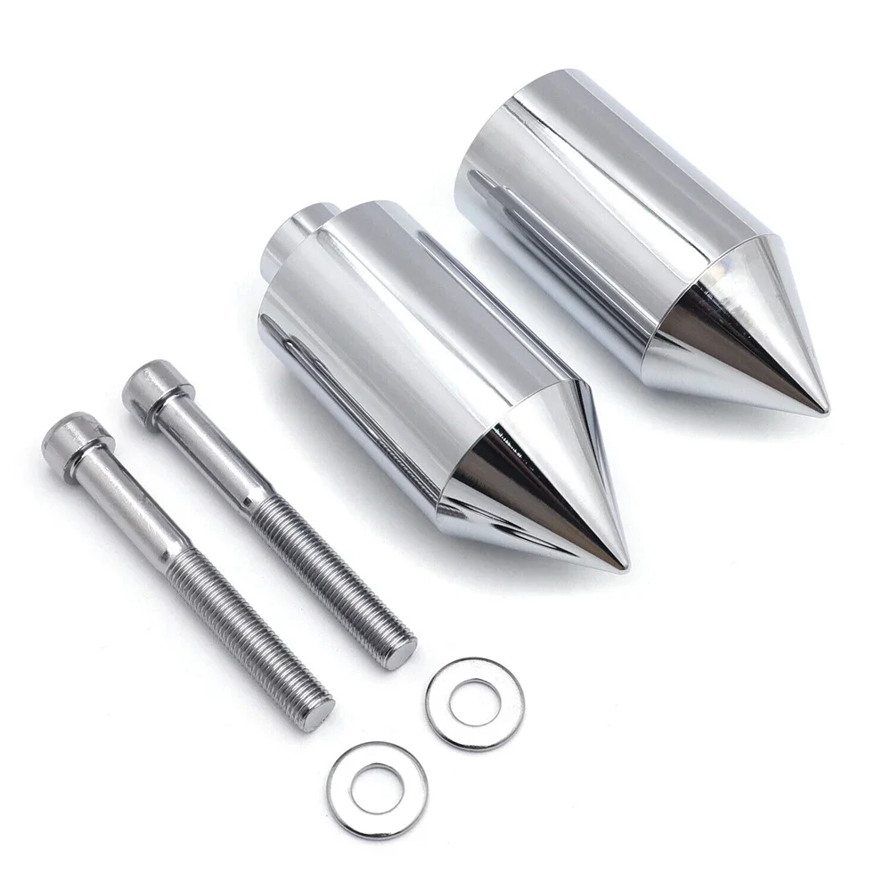 Left and Right Chrome Spike Frame Sliders For Honda CBR 929RR 2000-2001 954RR 2002-2003 Aftermarket Motorcycle Parts