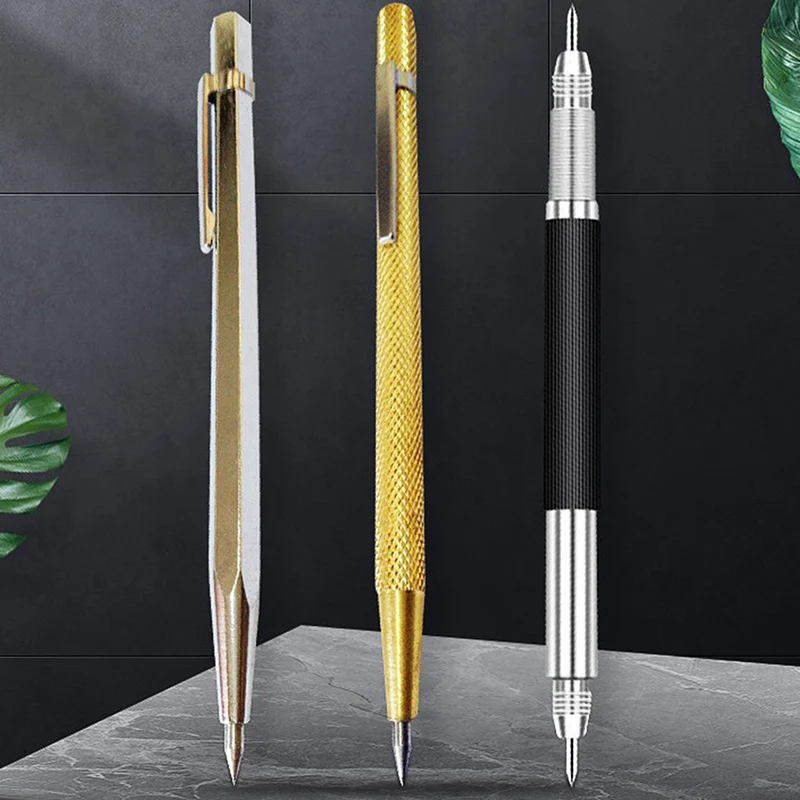 1PC Alloy Tungsten Steel Tip Double End Sharp Scriber Pen Ceramics Glass Shell Metal Construction Marking Tools