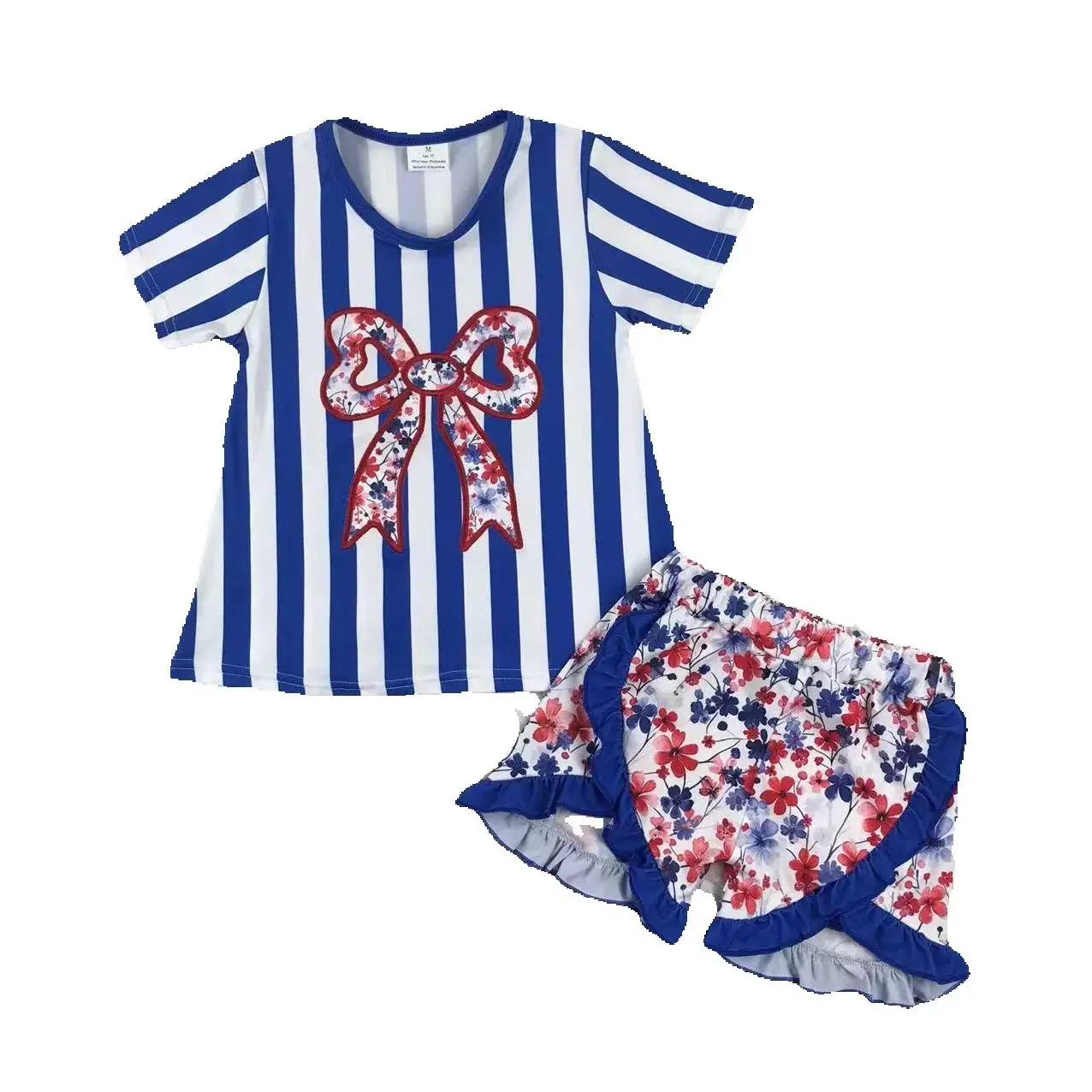 

Комбинезон с бантом на День матери для девочек, комплект из шорт и топа с коротким рукавом, одежда для новорожденных 0-2 лет, детская одежда