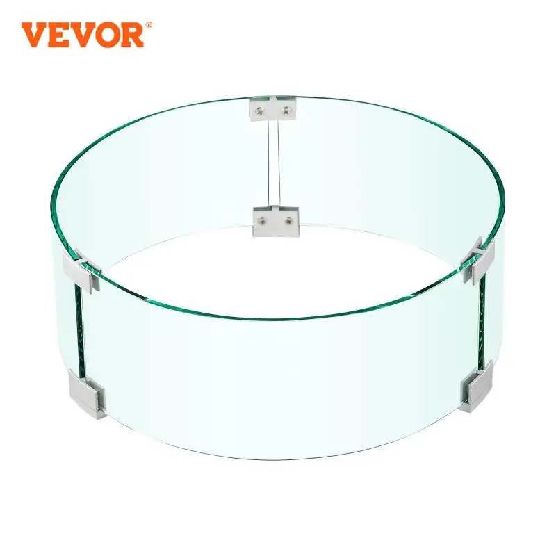 VEVOR Stable and Secure Round Tempered Glass Wind Guard Flame Shield for Steady Fire Pit Tables for Your Patio Kitchen Garden