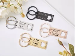 Custom Heart Keychain Custom Matching Couple Keyring Keychain Husband Christmas Gift Love Token