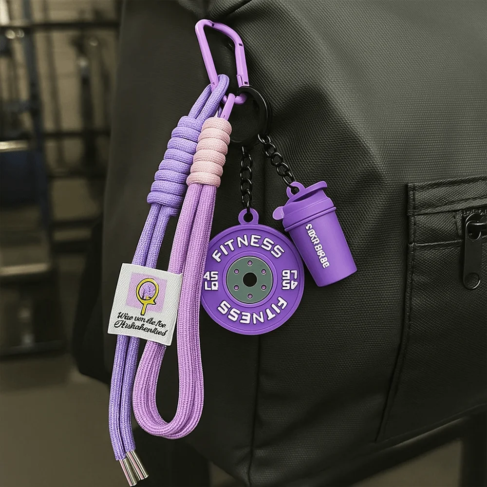 Detachable Barbell Plates Keychain Water Cups D-shaped Buckle Simulation Barbell Keyring Creative Dopamine