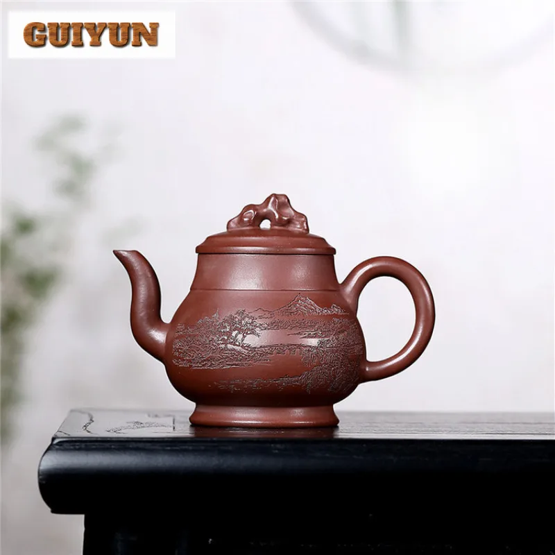 330ml Yixing Purple Clay Teapots Handmade Taihu Lake Stone Pot Raw Ore Dragon's Blood Sand Mud Kettle With Infuser Zisha Tea Set