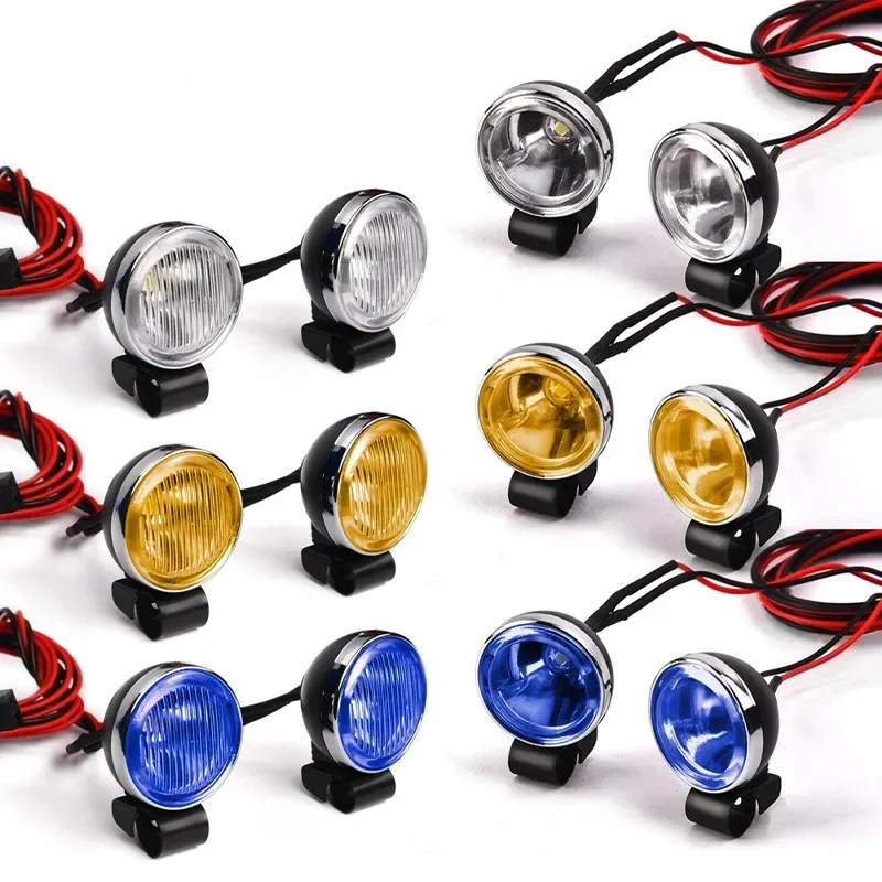 LED 1 Pair Retro Round Spotlight Searchlight for 1/10 1/8 RC Crawler Car Traxxas TRX4 AXIAL SCX10 RC4WD D90 Accessories