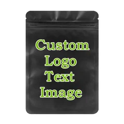 100PCS Matte Black Aluminum Foil Ziplock Packaging Bag DIY Matcha Coffee Sugar Beaf Candy Tea Gift Custom Logo Storage Pouches