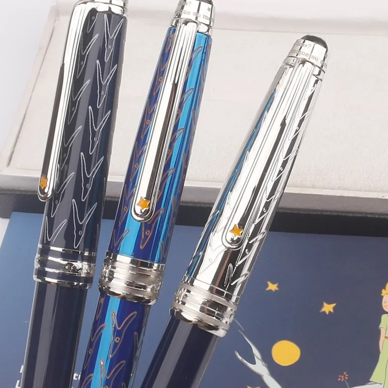 Luxury Little Prince 163 Blue MB Ballpoint Pen Resin Metallic Blue Rollerball Fountain Pen Ink Writing Stationery with Number